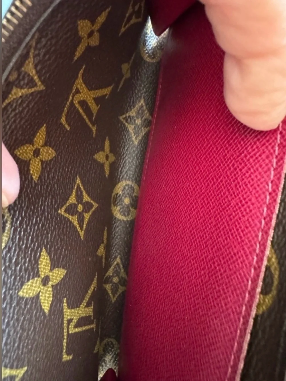 Louis Vuitton Monogram Emilie Wallet/Rasberry Interior with COA
